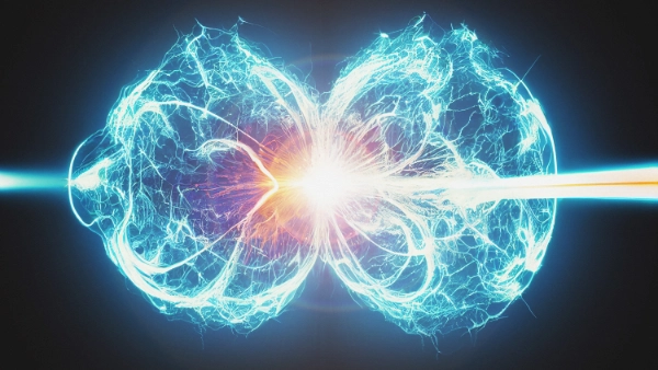Illustration of how energy pushes out of a fusion 