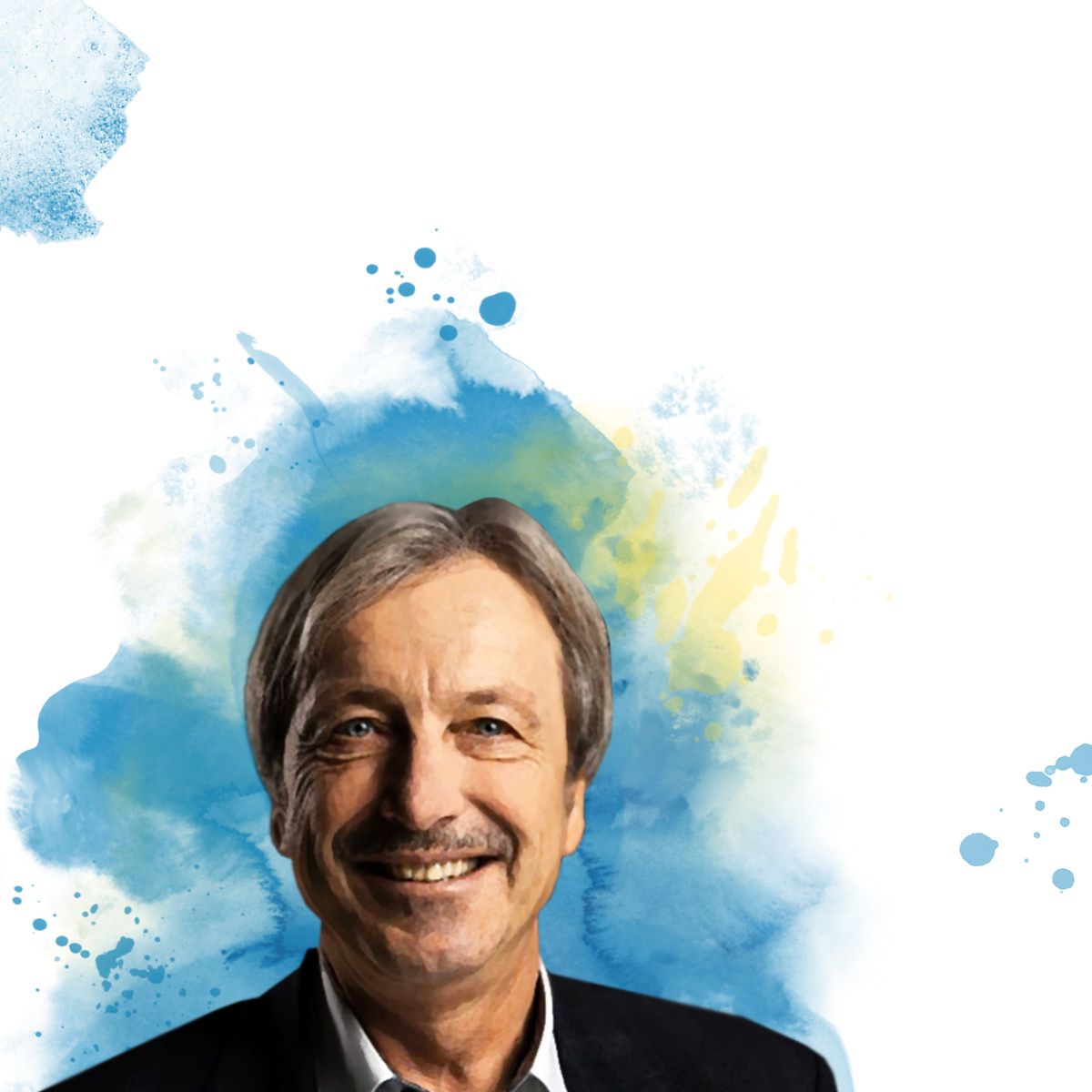 汉斯-瓦赫特肖像，背景为水彩画